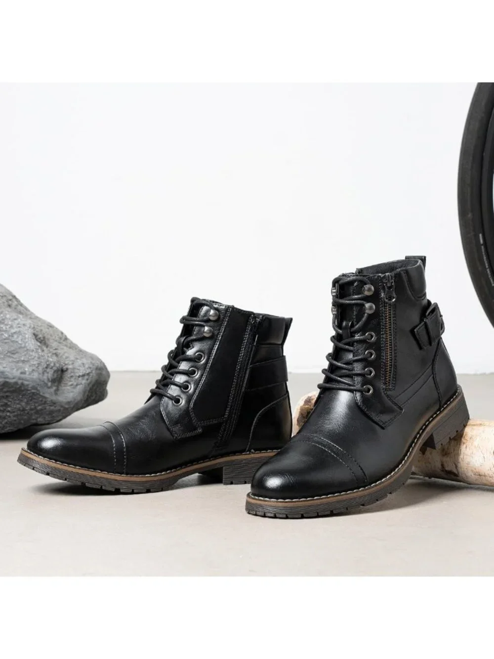 Stylish Men's Motorcycle Combat Boots | Casual Durable Footwear for Adventurers